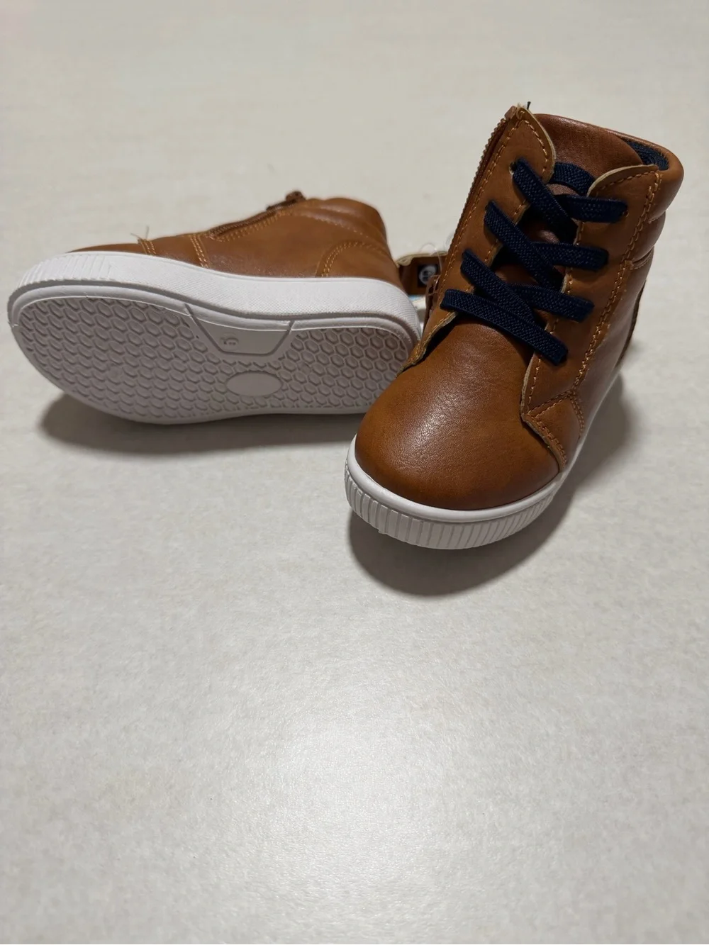 Stepping Stones Faux Leather High-Top Baby Sneakers – Size 5Y